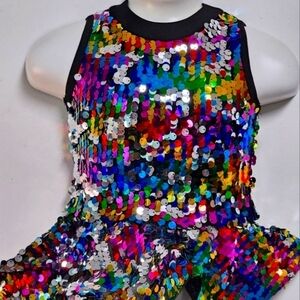 Revolution Rainbow Sequin Kids Dance Costume
